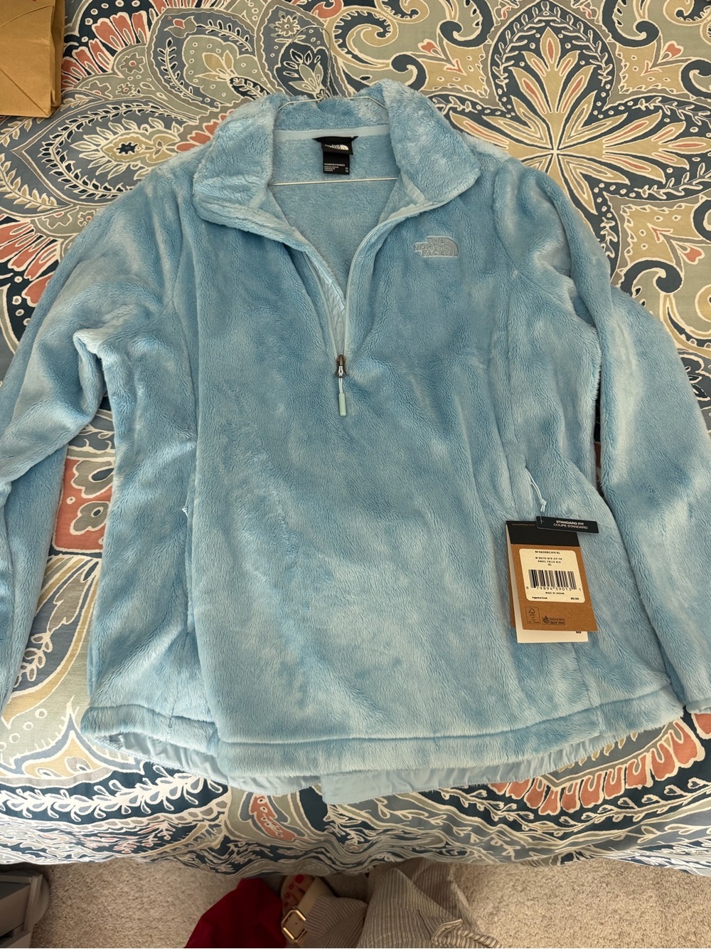 The North Face Women's Light Blue Plush Half-Zip Fleece Jacket